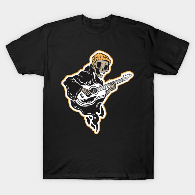 Rock music Skeleton with guitar punk rock T-Shirt by Luxara